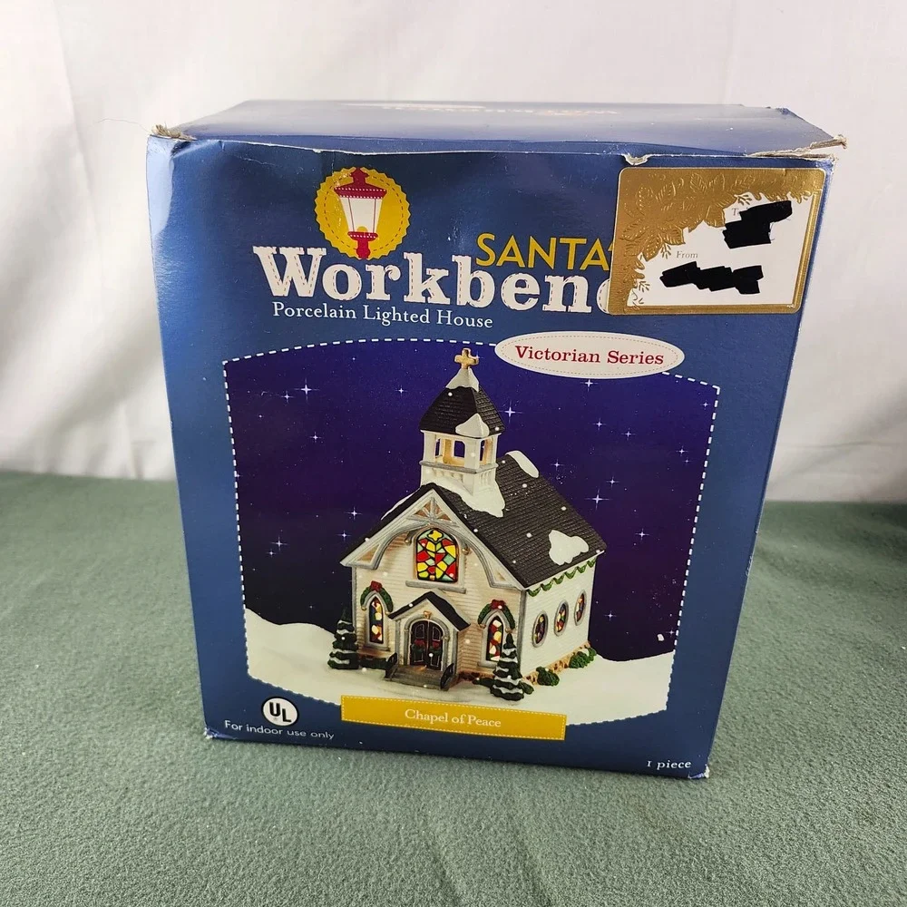 Santa's Workbench Chapel Of Peace 2004 Retired Lighted Christmas Village House